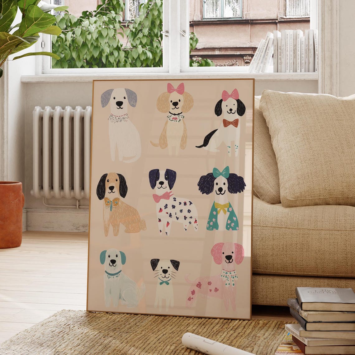 Modern Puppy Illustration Cute Dog Wall Art Nursery Animal Print Playful Dog Decor Kids Room Poster Pet Lover Gift Colorful Dog Art - Image 2