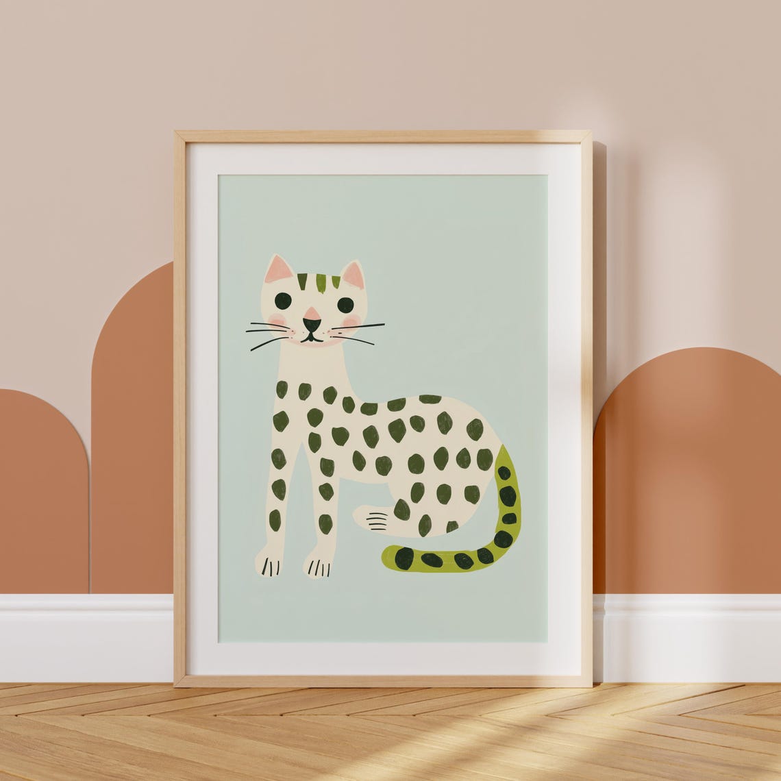 Spotted Leopard Cat Mint Green Background Nursery Art Poster - Image 5