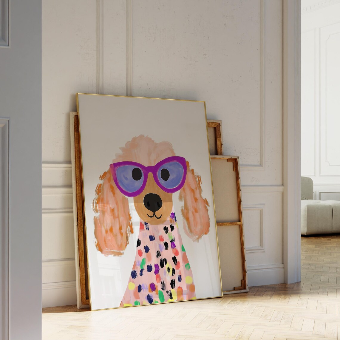 Cool Poodle With Purple Sunglasses Colorful Nursery Art Print - Image 5