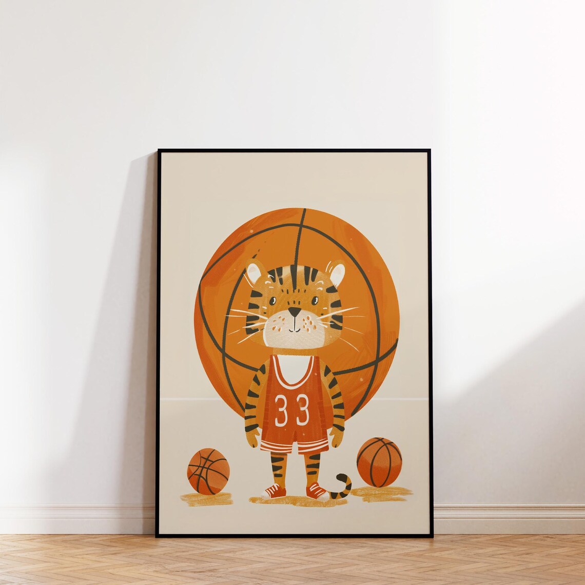 Cute Tiger Basketball Player Art Poster for Kids Sports Room - Image 2