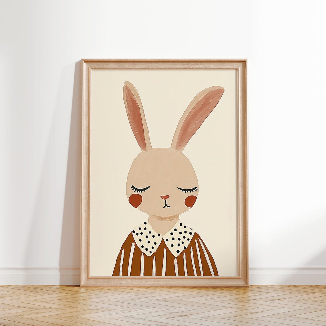 Neutral Bunny Portrait Minimalist Scandinavian Nursery Art Poster - Image 4