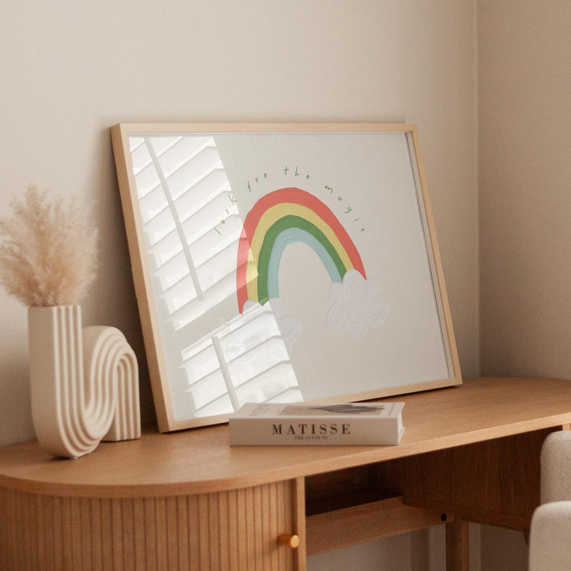 Look For The Magic Rainbow Clouds Hand Painted Nursery Art Poster - Image 4