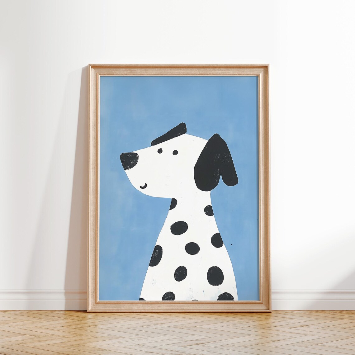 Dalmatian Dog Profile Blue Background Minimal Kids Room Decor Art Poster - Image 2