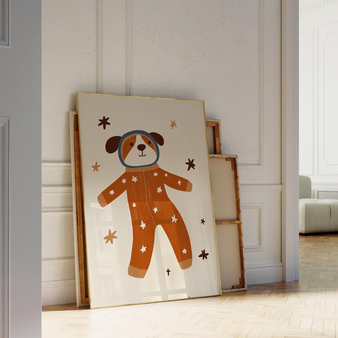 Astronaut Dog Puppy In Space Suit Stars Kids Room Art Poster - Image 5