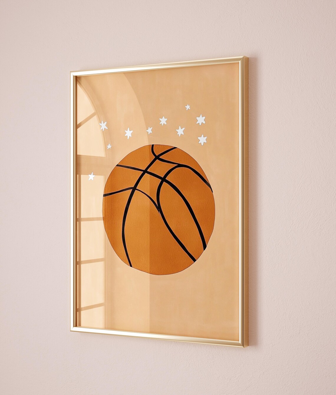 Basketball and White Stars Minimalist Kids Sports Nursery Poster - Image 4