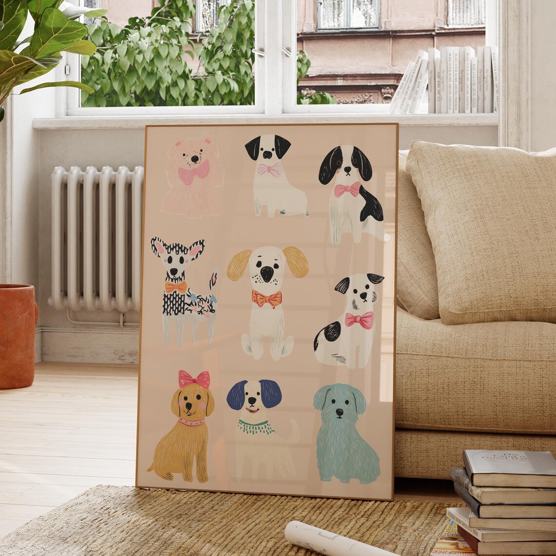 Cute Puppy Wall Art Playful Dog Illustration Nursery Animal Print Kids Room Poster Pet Lover Decor Dog Lover Gift Whimsical Dogs - Image 2
