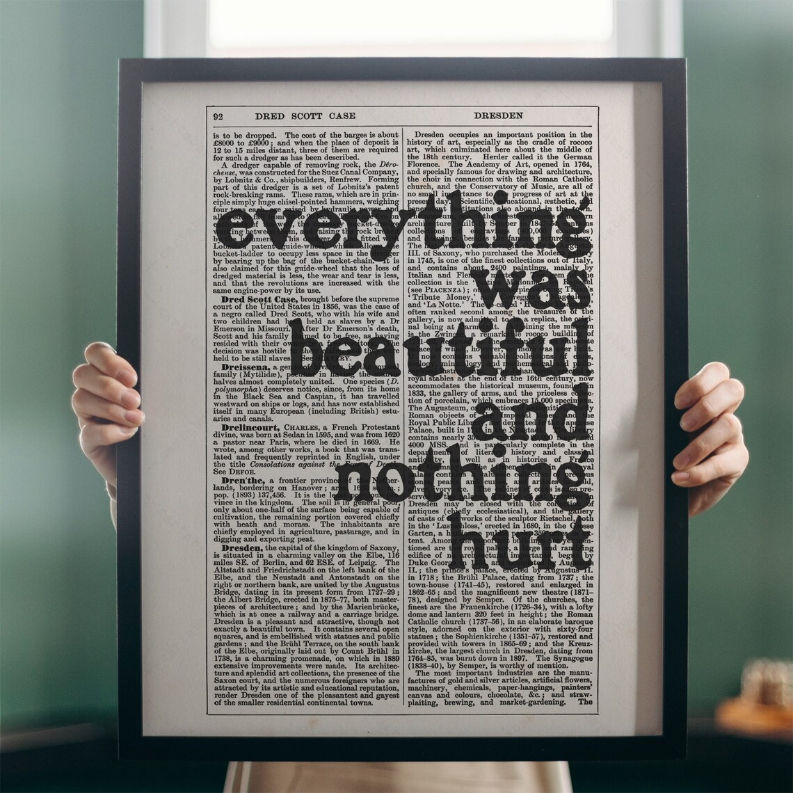 Kurt Vonnegut Everything Was Beautiful and Nothing Hurt Dictionary Art Print - Image 4