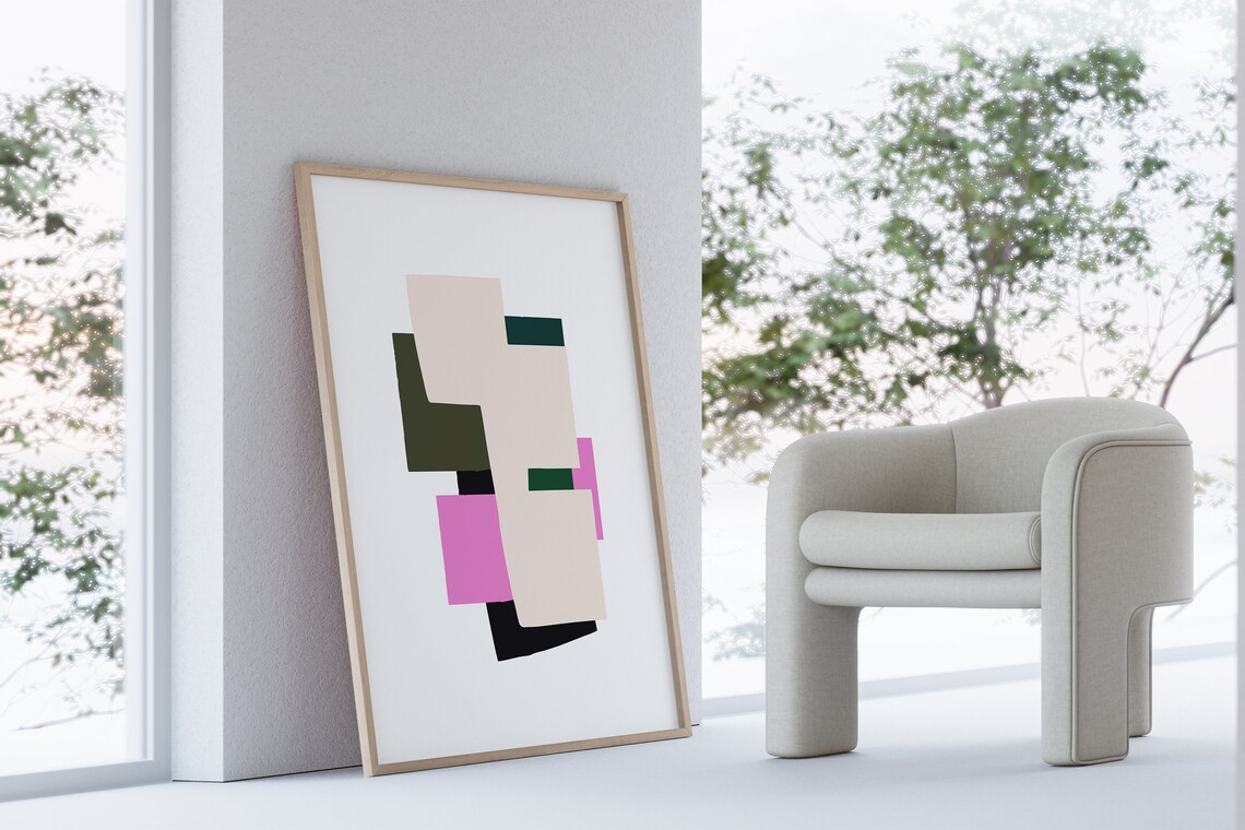 Modern Pink And Green Minimalist Art Print - Image 3