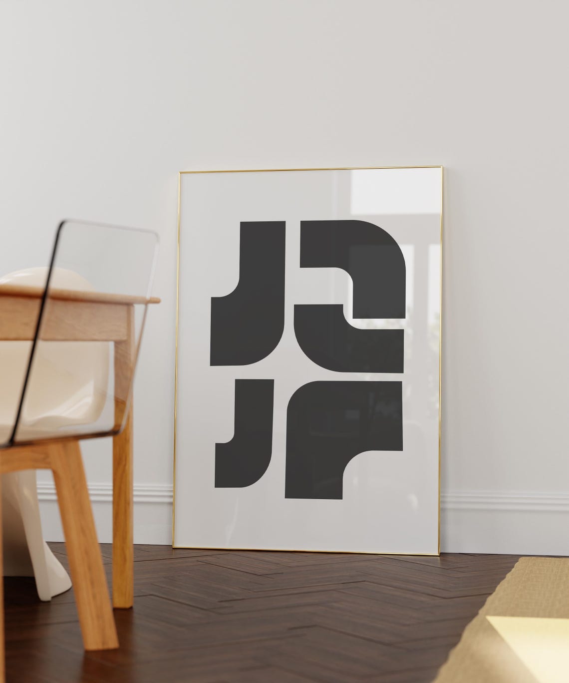 Black Geometric Arch Shapes Minimalist Abstract Artwork Poster - Image 2