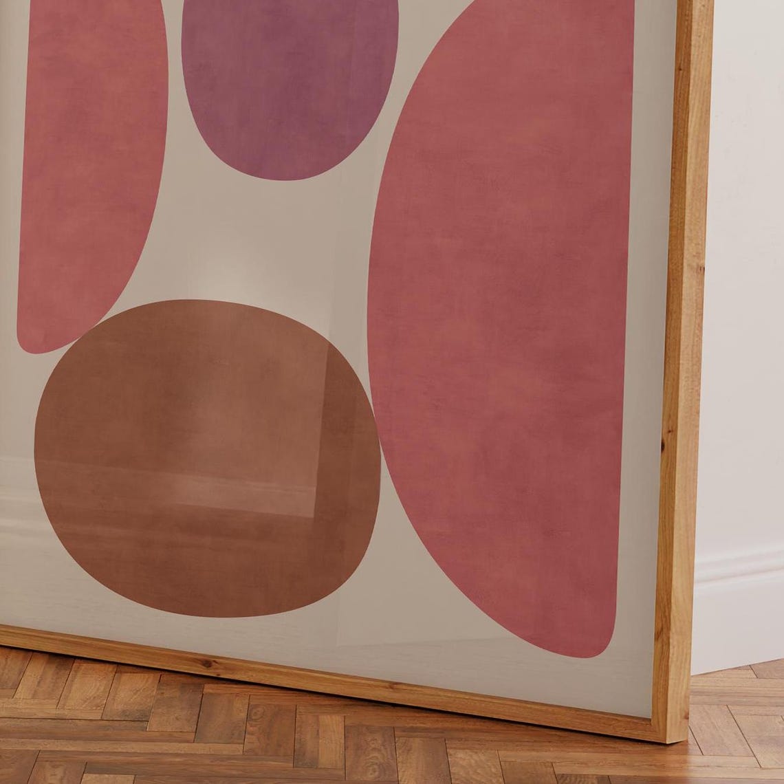Terracotta Organic Shapes Square Mid Century Modern Wall Art - Image 3