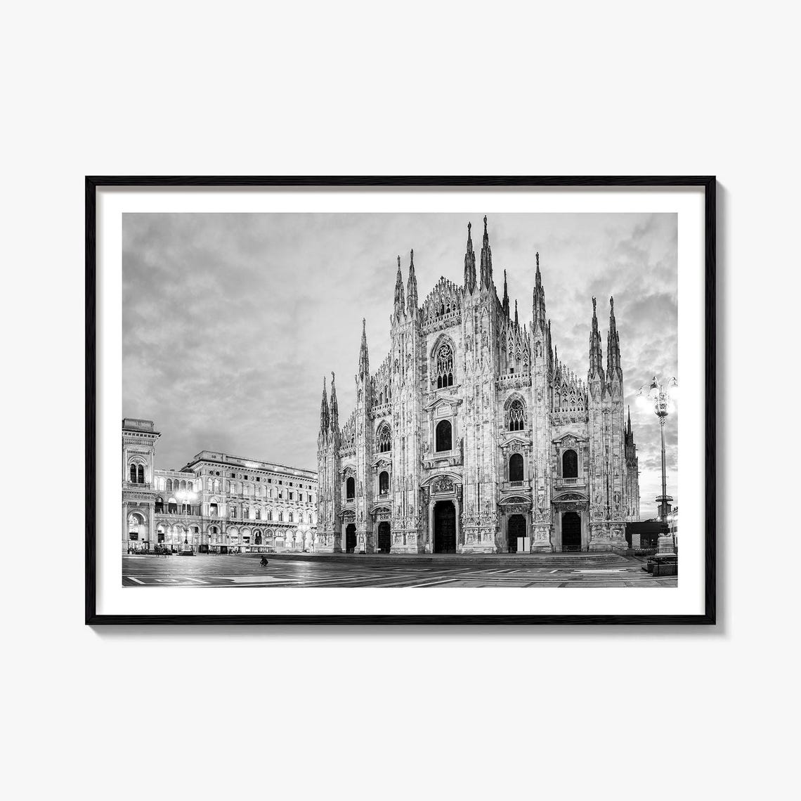 Milan Cathedral Duomo Gothic Facade Black and White Photography Poster