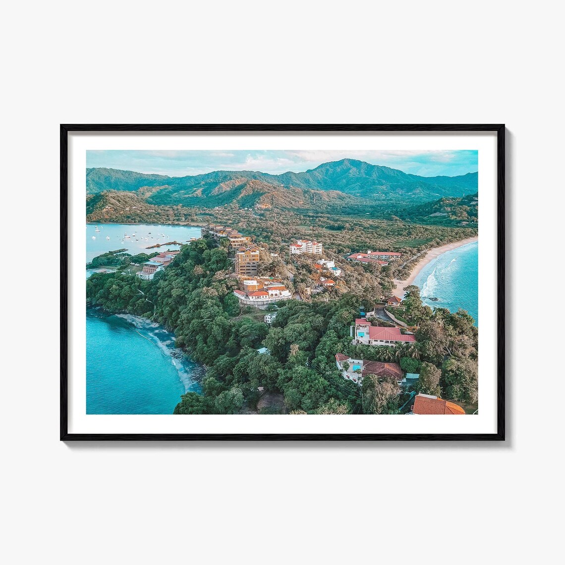 Costa Rica Color Aerial Tropical Coast Beach Resort Photo Poster