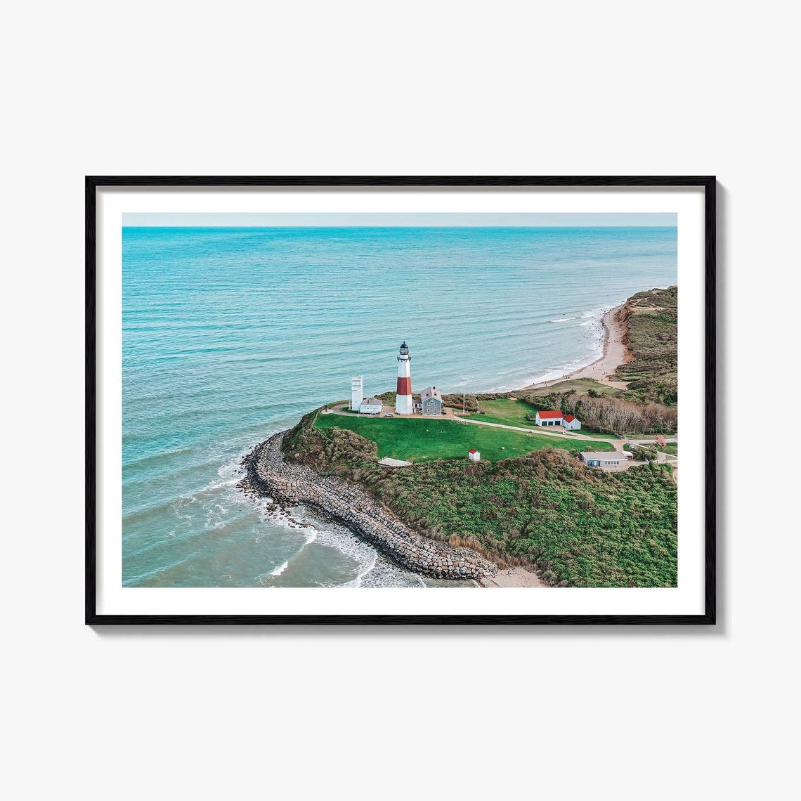 Montauk Point Lighthouse Aerial Long Island Coast Photo Poster