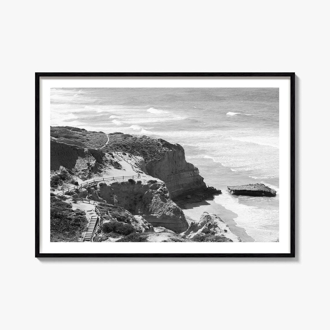 Torrey Pines Black And White Travel Poster Print
