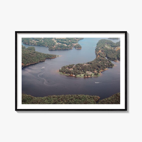 Tuscaloosa Alabama Lake Aerial View Wooded Shores Boats Photo Poster