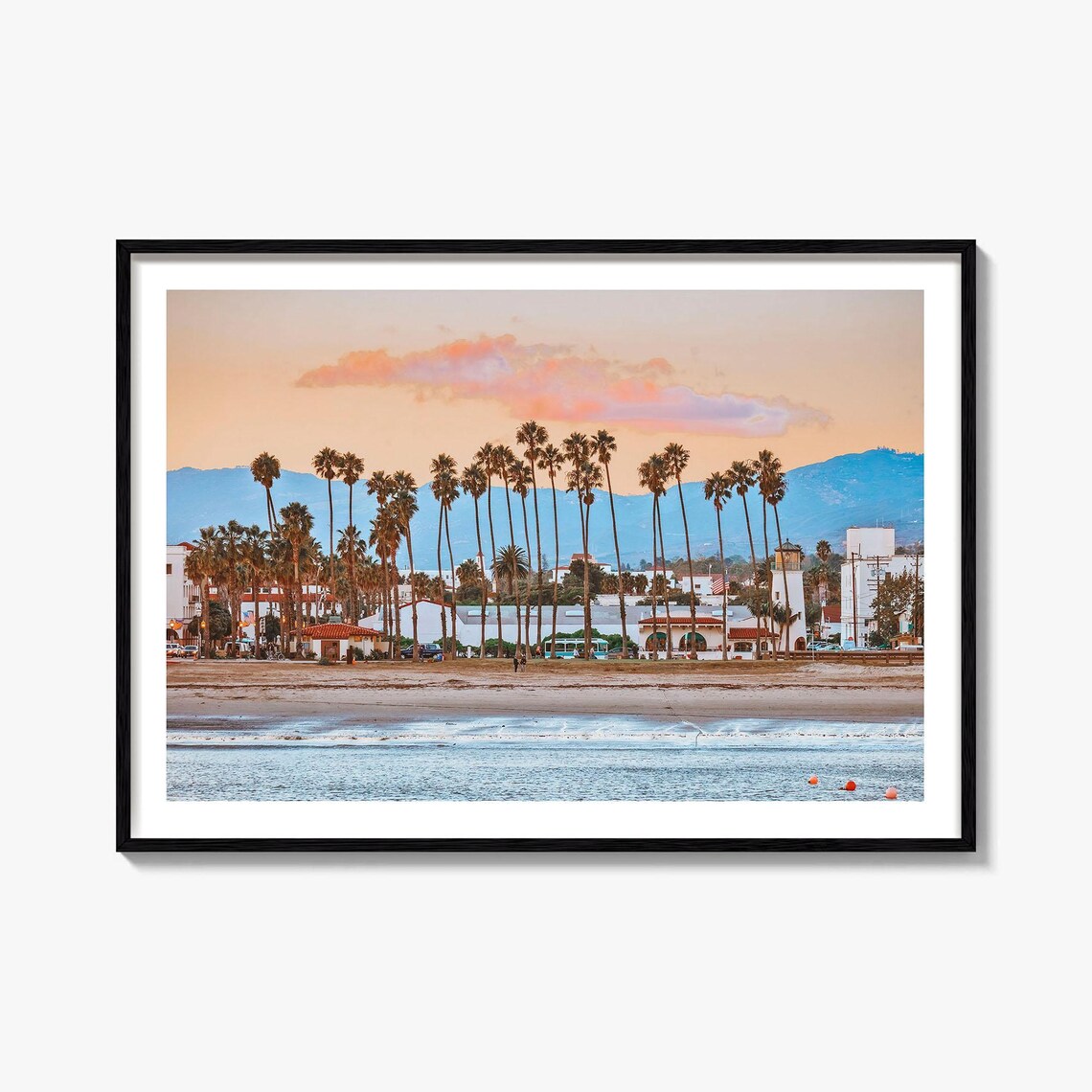Santa Barbara Beach Sunset Palm Trees California Photography Poster
