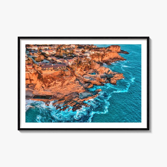 Orange County California Rocky Coast Aerial Golden Hour Poster