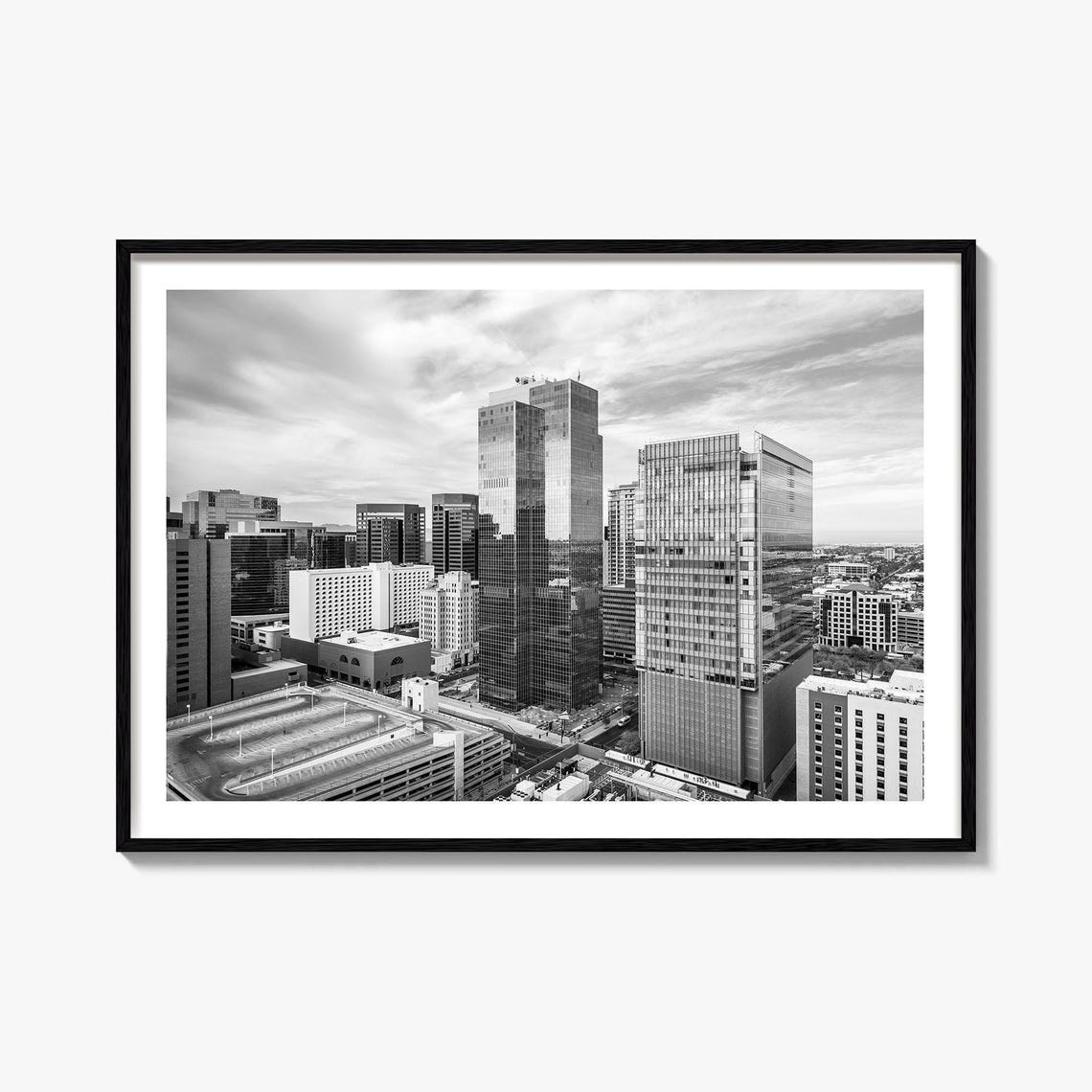 Phoenix Arizona Black And White Downtown Skyline City Photo Poster
