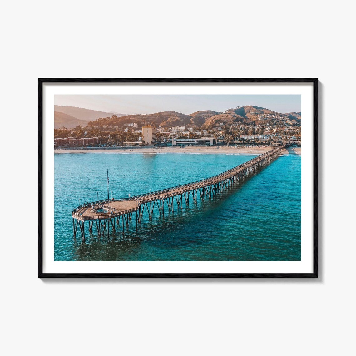 Ventura Pier Aerial Over Turquoise Ocean Sunset Photo Poster