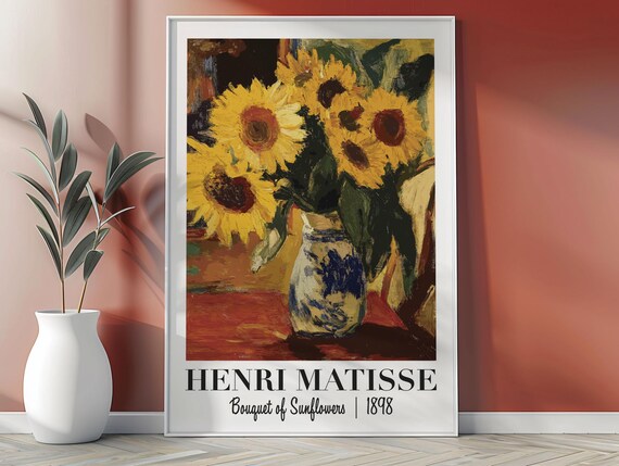 Henri Matisse Bouquet Of Sunflower Art Print Modern Matisse Inspired Poster Art Gallery Matisse Minimalist Wall Decor Matisse Art Gift