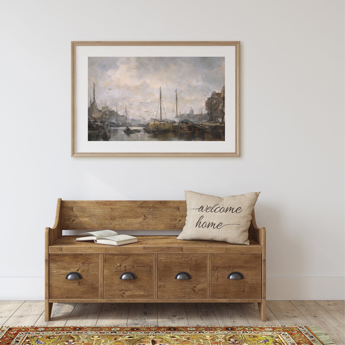 Harbor Seascape Vintage Ship Art Print, Coastal Decor - Image 2