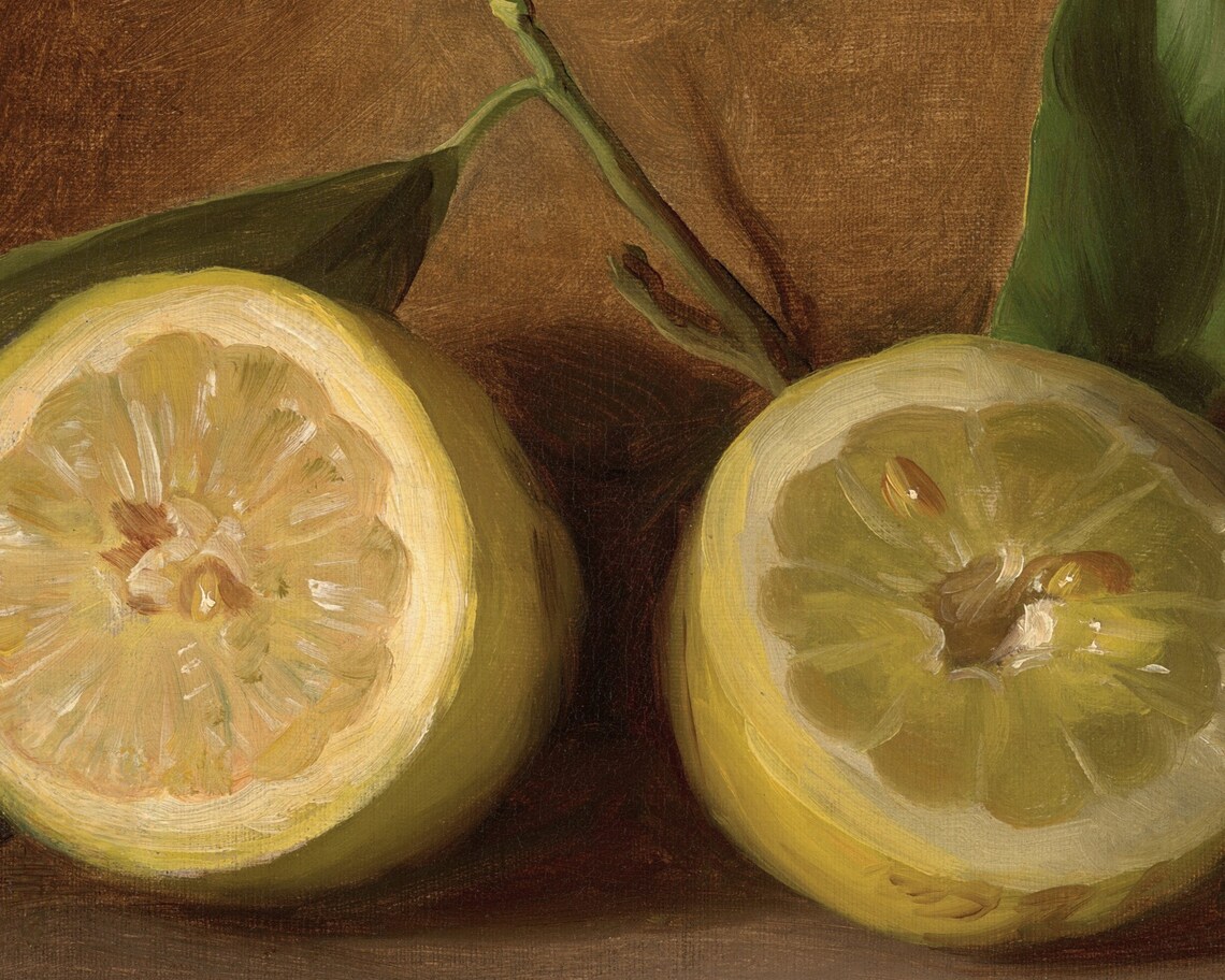 Vintage Lemon Print Kitchen Fruit Art Print Vintage Still Life Painting Lemon Painting Country Farmhouse Artwork - Image 2