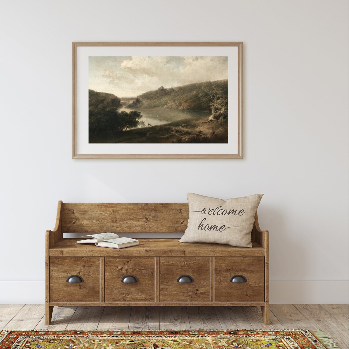 Vintage Rustic Landscape Art Print, Lake House Decor - Image 2