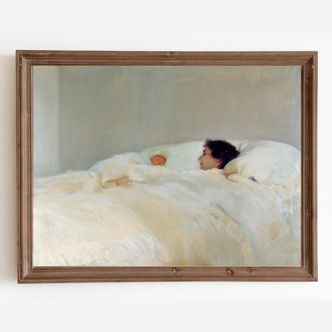 Mother and Child Portrait, Vintage Woman Art Print