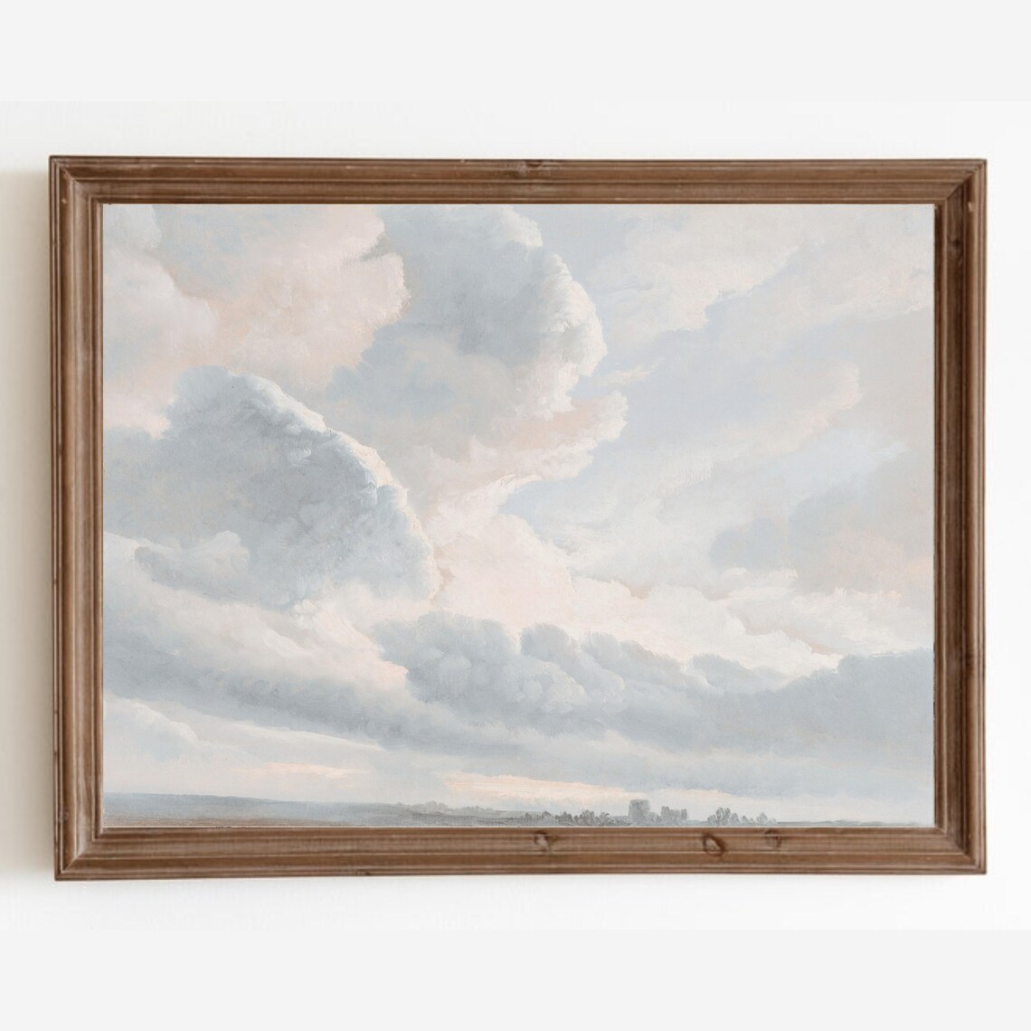 Vintage Cloud Landscape Art Print, Farmhouse Decor