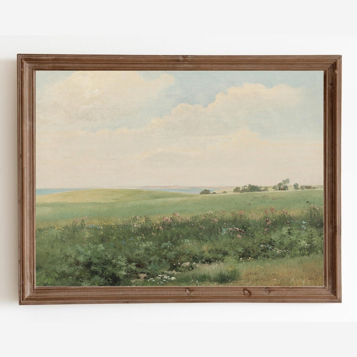 Country Meadow Vintage Landscape Art Print