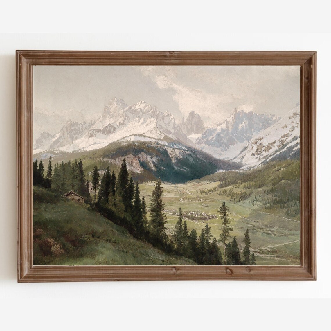Mountain Landscape Vintage Rustic Poster Print