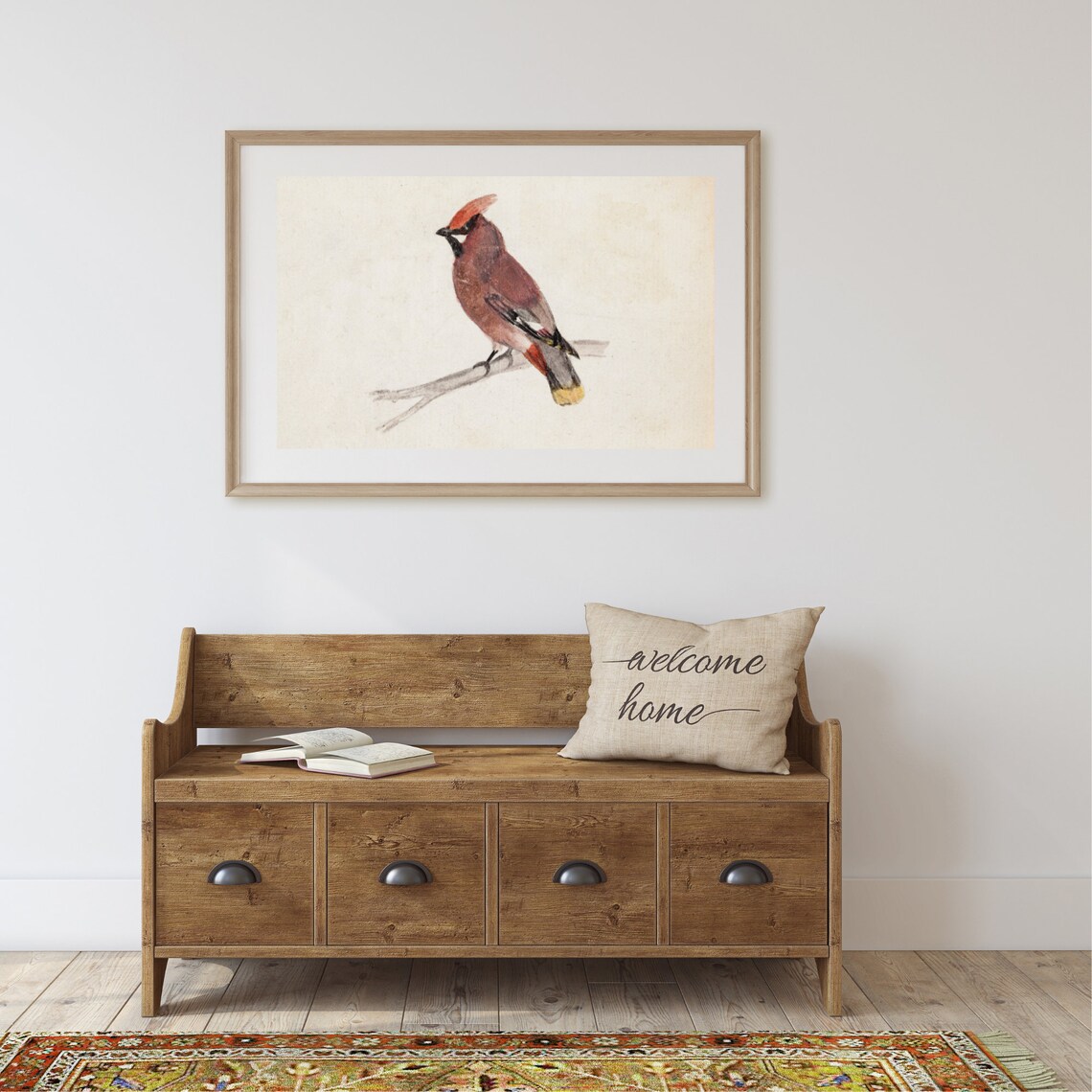 Vintage Bird Painting, Rustic Winter Wall Art - Image 2