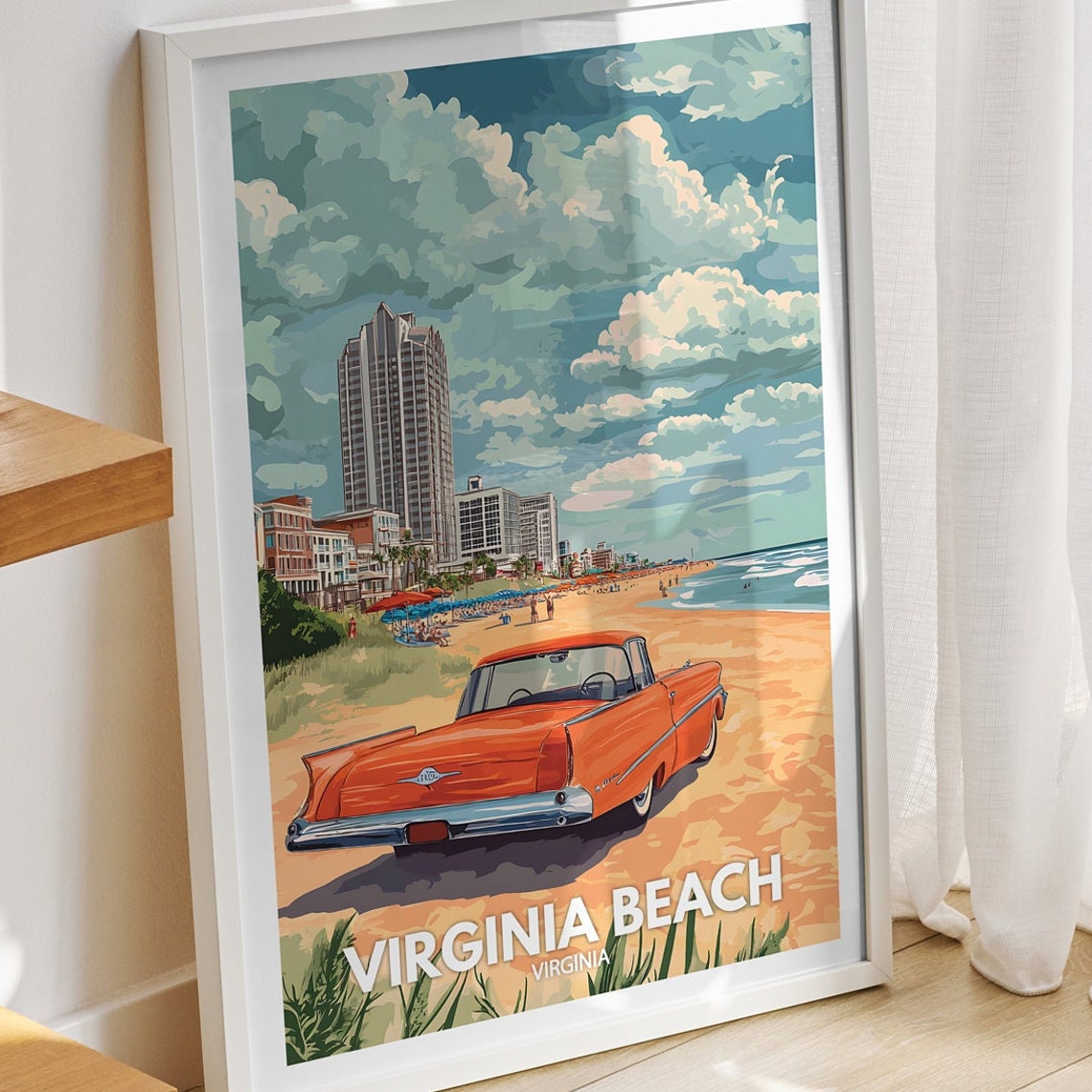 Virginia Beach Travel Print Virginia Virginia Beach Travel Poster Virginia Travel Poster Virginia Cityscape Wall Art Unique City Decor
