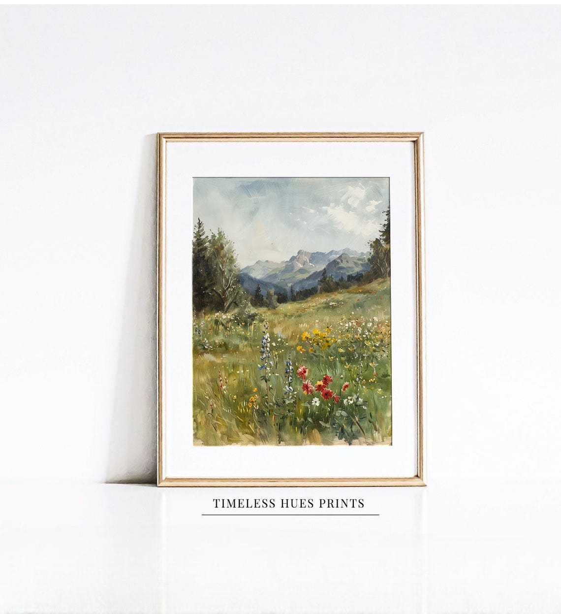 Mountain Meadow Wildflowers among Pines Impressionist Landscape Poster