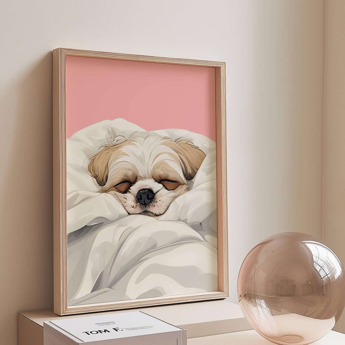 Shih Tzu Sleeping Dog Poster, Home Decor