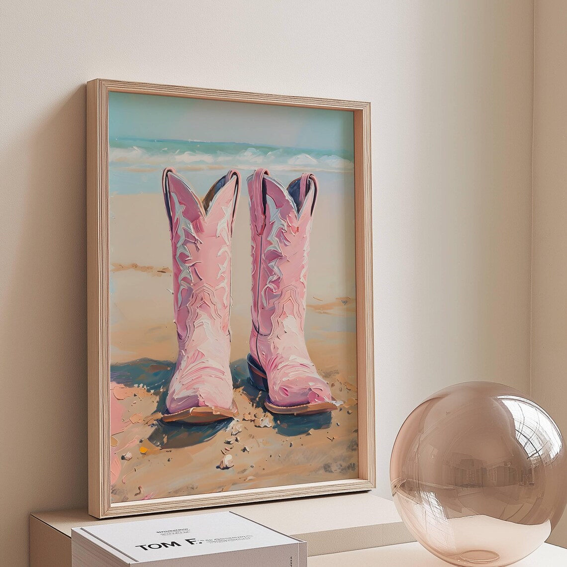 Coastal Cowgirl Boot Art Print, Beach Decor