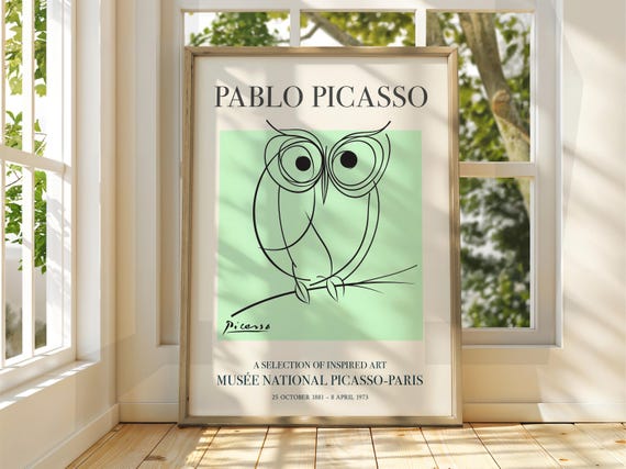 Pablo Picasso Art Exhibition Print Line Classic Gallery Home Decor Owl