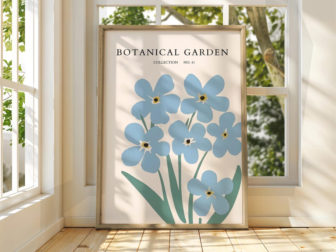 Botanical Garden Collection No 41 Blue Flower Market Art Poster