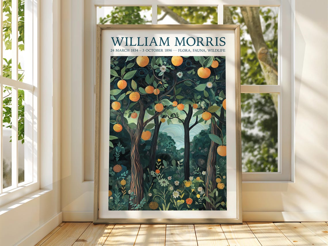William Morris Autumn Orange Tree Forest Exhibition Art Poster