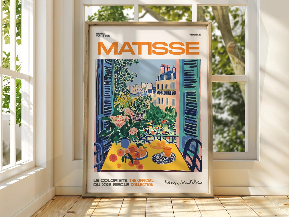 Henri Matisse Style Mediterranean Terrace Fruit Table Art Poster