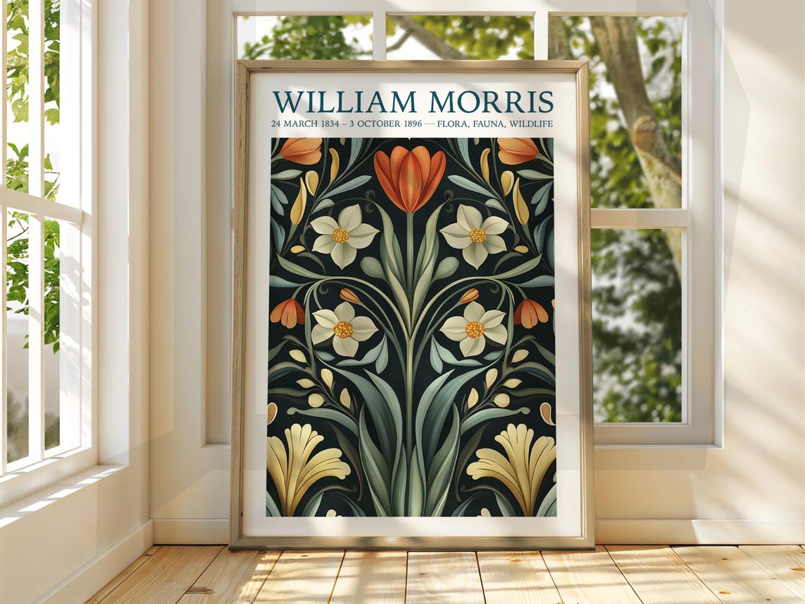 William Morris Tulip Floral Orange Exhibition Botanical Garden Poster