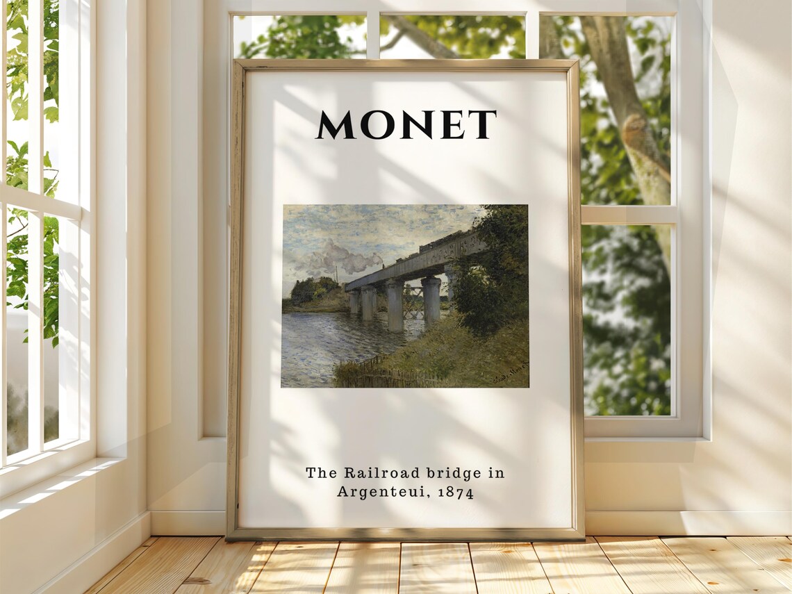 Claude Monet Railroad Bridge In Argenteuil 1874 Poster Impressionist Train