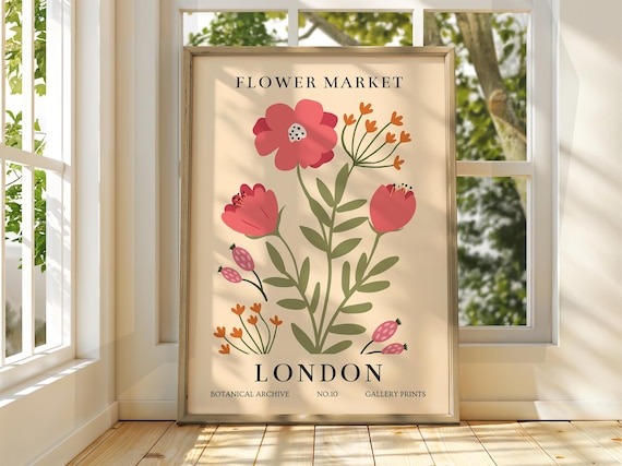 Flower Market Poster, London Floral Art Print