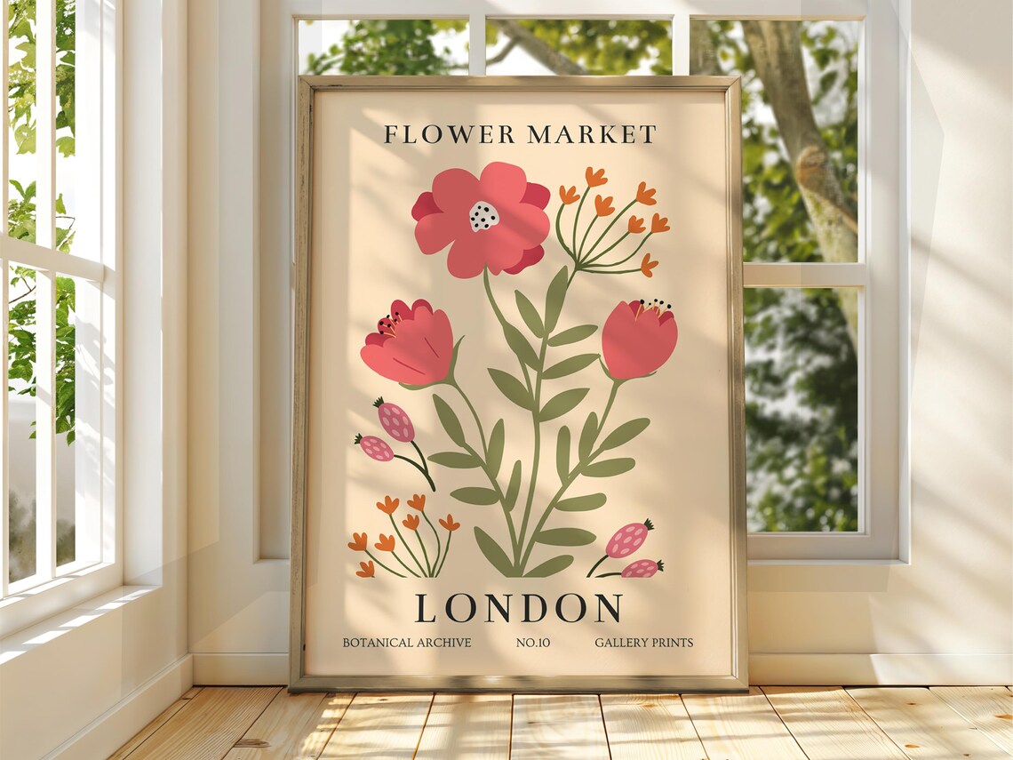 Flower Market Poster, London Floral Art Print