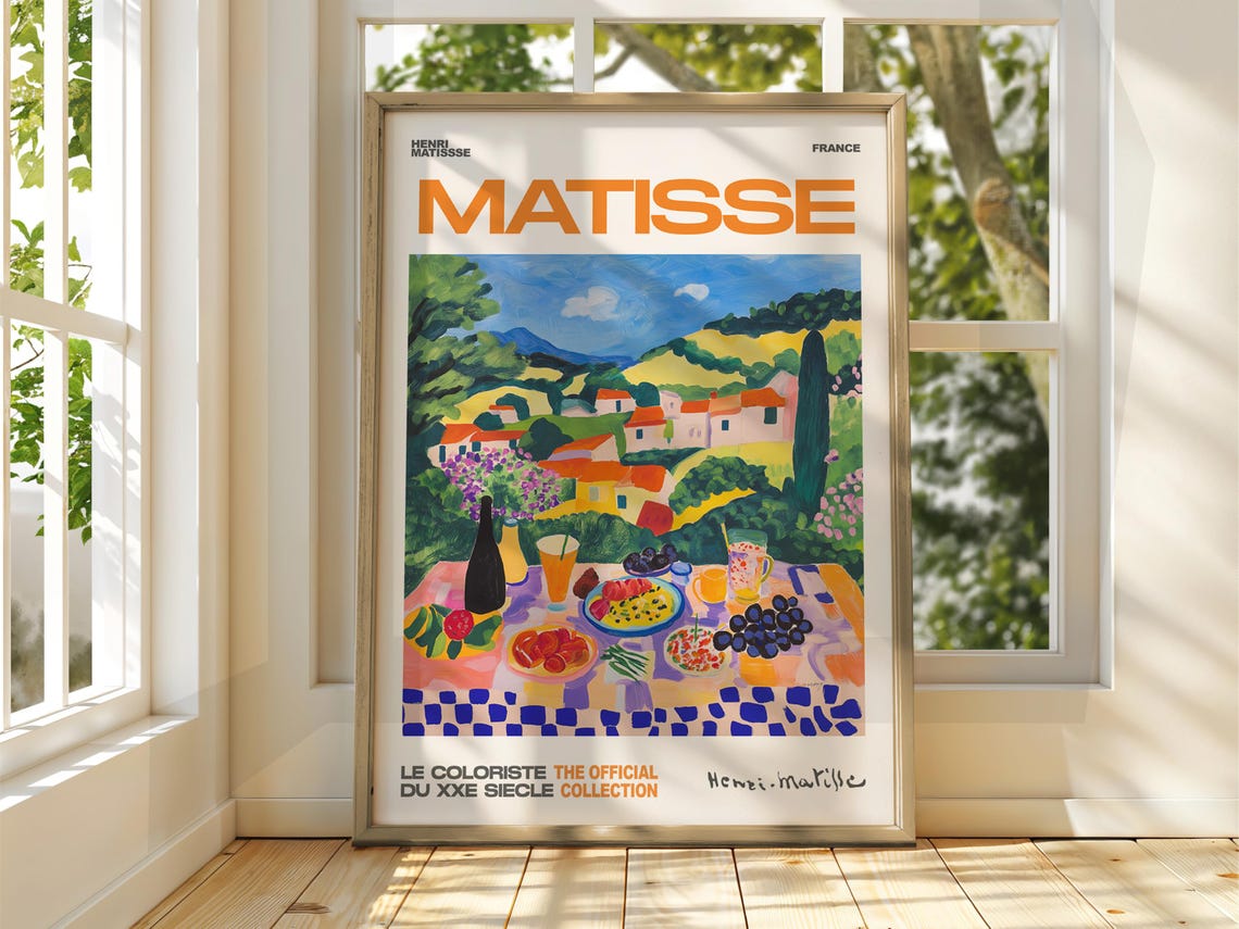 Henri Matisse Style Garden Picnic Lunch Colorful Table Art Poster