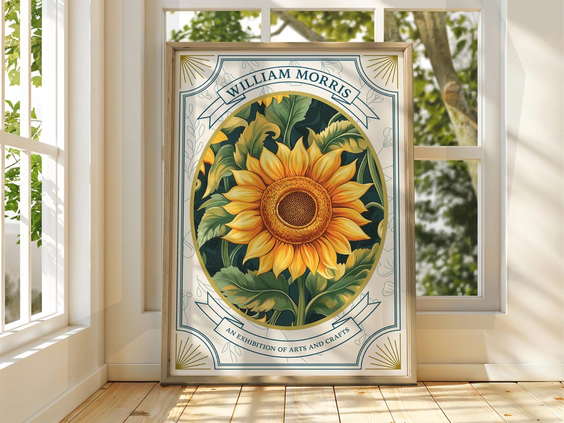 William Morris Sunflower Exhibition Arts Crafts Gallery Art Poster