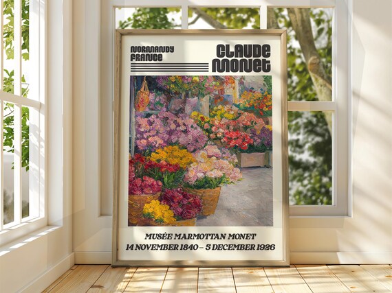 Claude Monet Flower Market Stall Colorful Blossoms Exhibition Poster