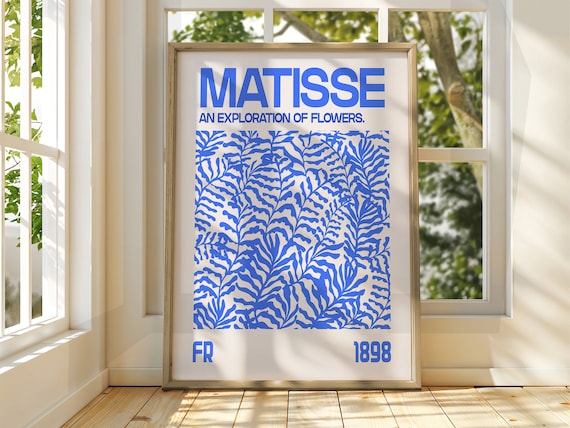 Matisse Blue Botanical Cutout Flowers 1898 French Exhibition Poster