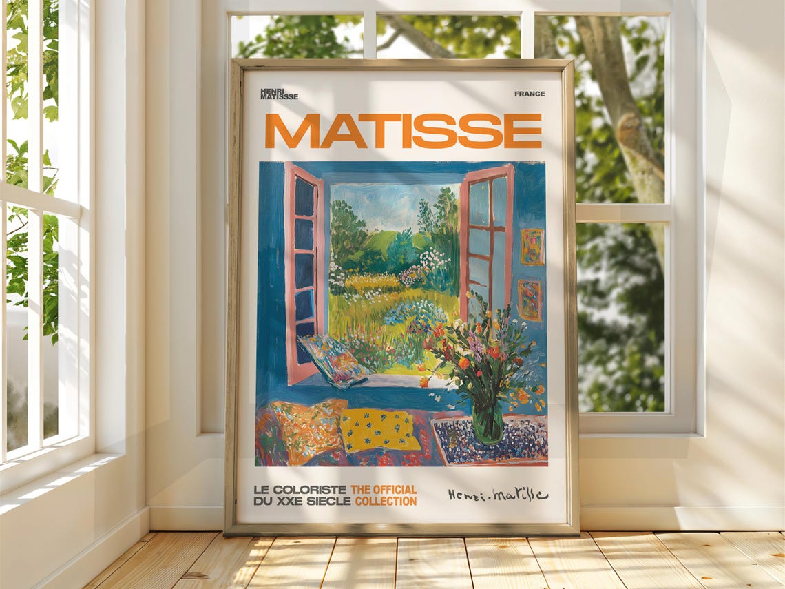 Henri Matisse Open Blue Window Garden View Floral Still Life Poster