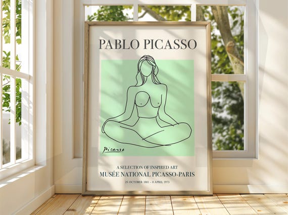 Pablo Picasso Art Exhibition Print Line Classic Poster Gallery Home Decor